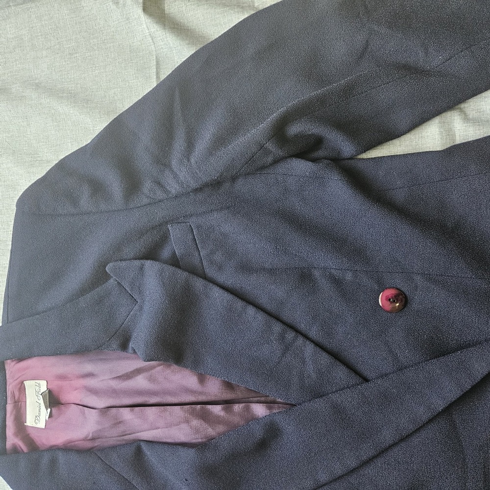 VTG Womens 100% Wool Blazer Size 12 Black Suit Jacket Made In USA 90s Grandpa - Picture 9 of 16